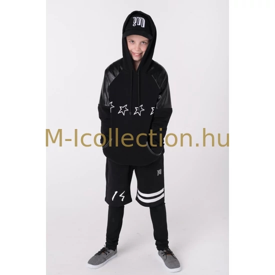 Bőrbetétes hip-hop kapucnis felső