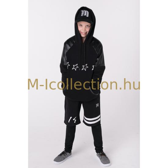 Bőrbetétes hip-hop kapucnis felső