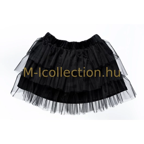 alkalmi fekete szoknya 3 soros tüll díszítéssel