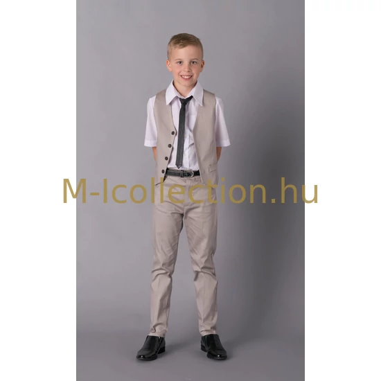 Alkalmi drapp fiú mellény eleje